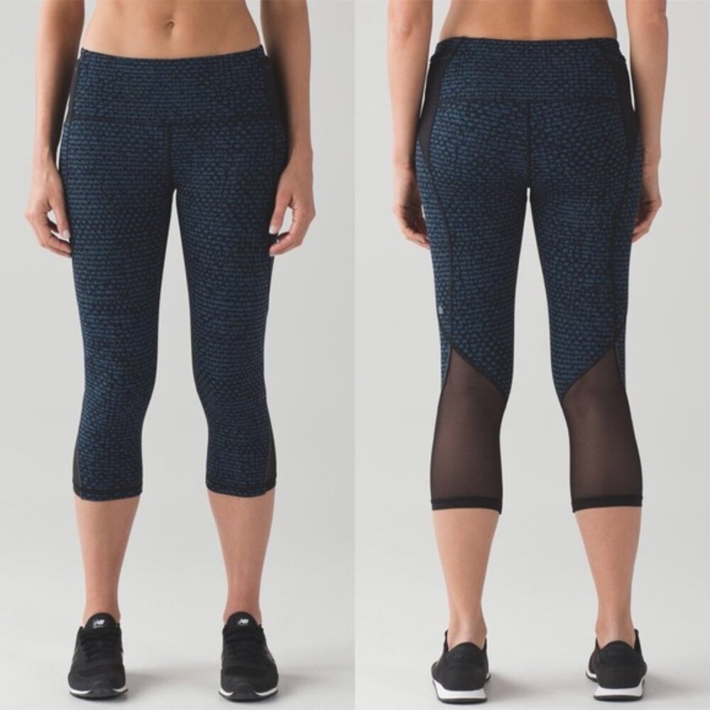 Lululemon - Free Runner Crop 19" Legging: Size 6: Shatter Weave Desert Teal Lake